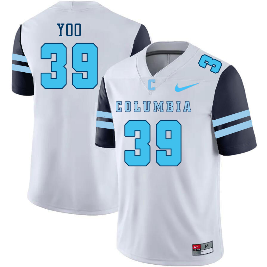 Men-Youth #39 Aaron Yoo Columbia Lions 2023 College Football Jerseys Stitched-White